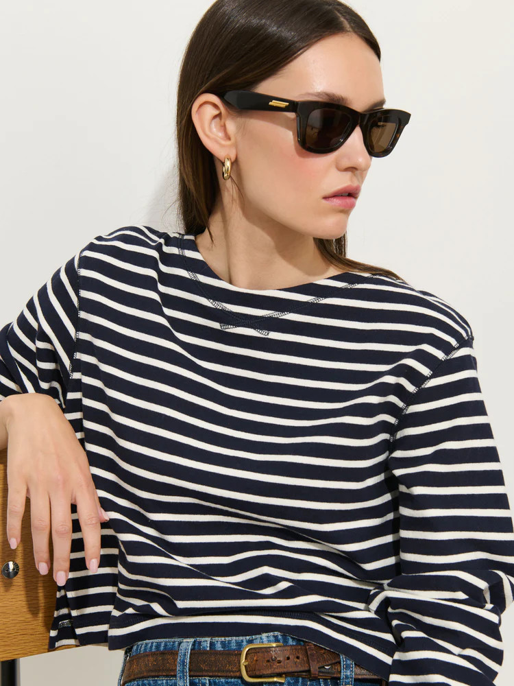 Marseille Boatneck Striped Tee In Cotton | Alex Mill