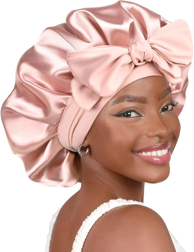 YANIBEST Satin Bonnet Silk Bonnet for Sleeping Double Layer Satin Lined Hair Bonnet with Tie Band... | Amazon (US)