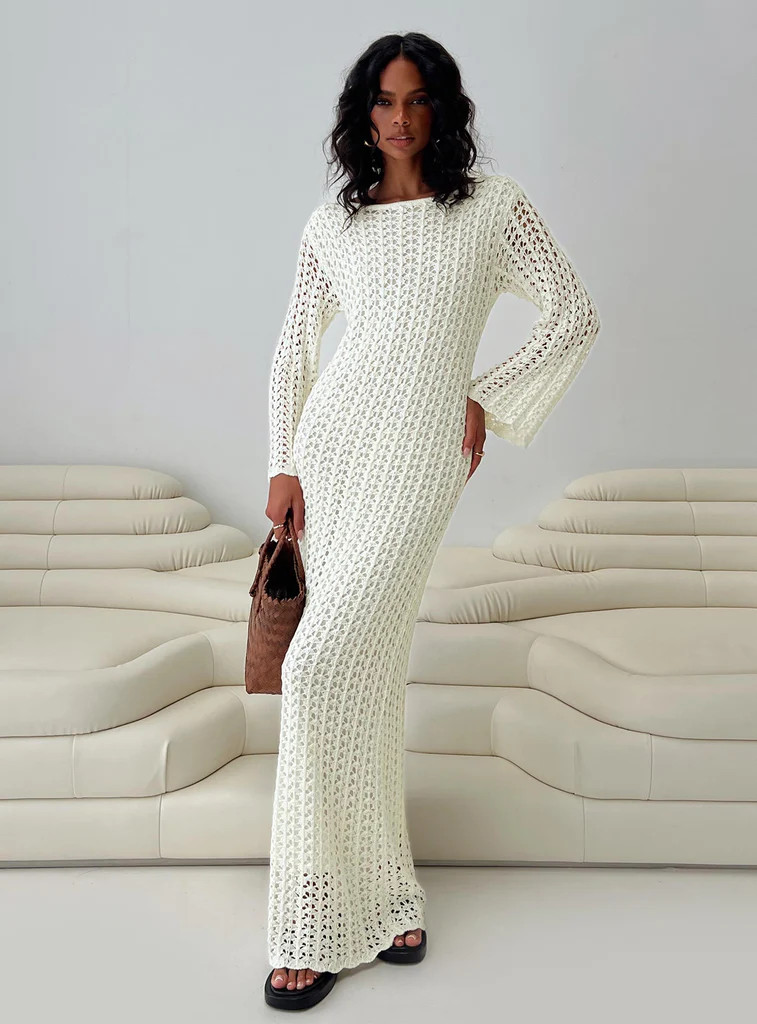 Westy Knit Maxi Dress Cream | Princess Polly US