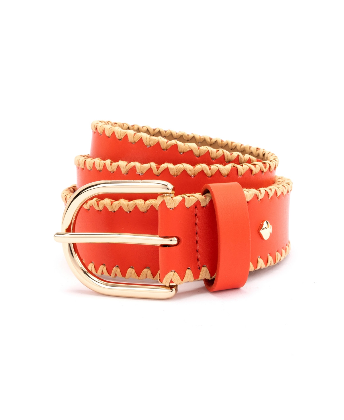 Kate Spade New York Women's 35mm Straw Edge Belt - Goji berry | Macy's