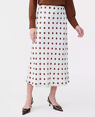 Dotted Satin Bias Slip Skirt | Ann Taylor