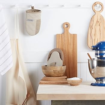 KitchenAid Beacon Two-Tone Non-Slip Mini Oven Mitt Set, Milkshake/Beige, 5.5"x8", 2 Piece | Amazon (US)