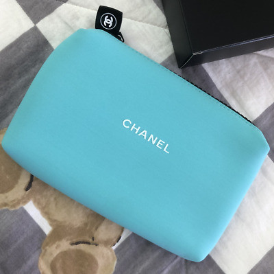 Mint Chanel Beaute Novelty Cosmetic Bag Blue Pouch Coin Purse Clutch Authentic  | eBay | eBay US