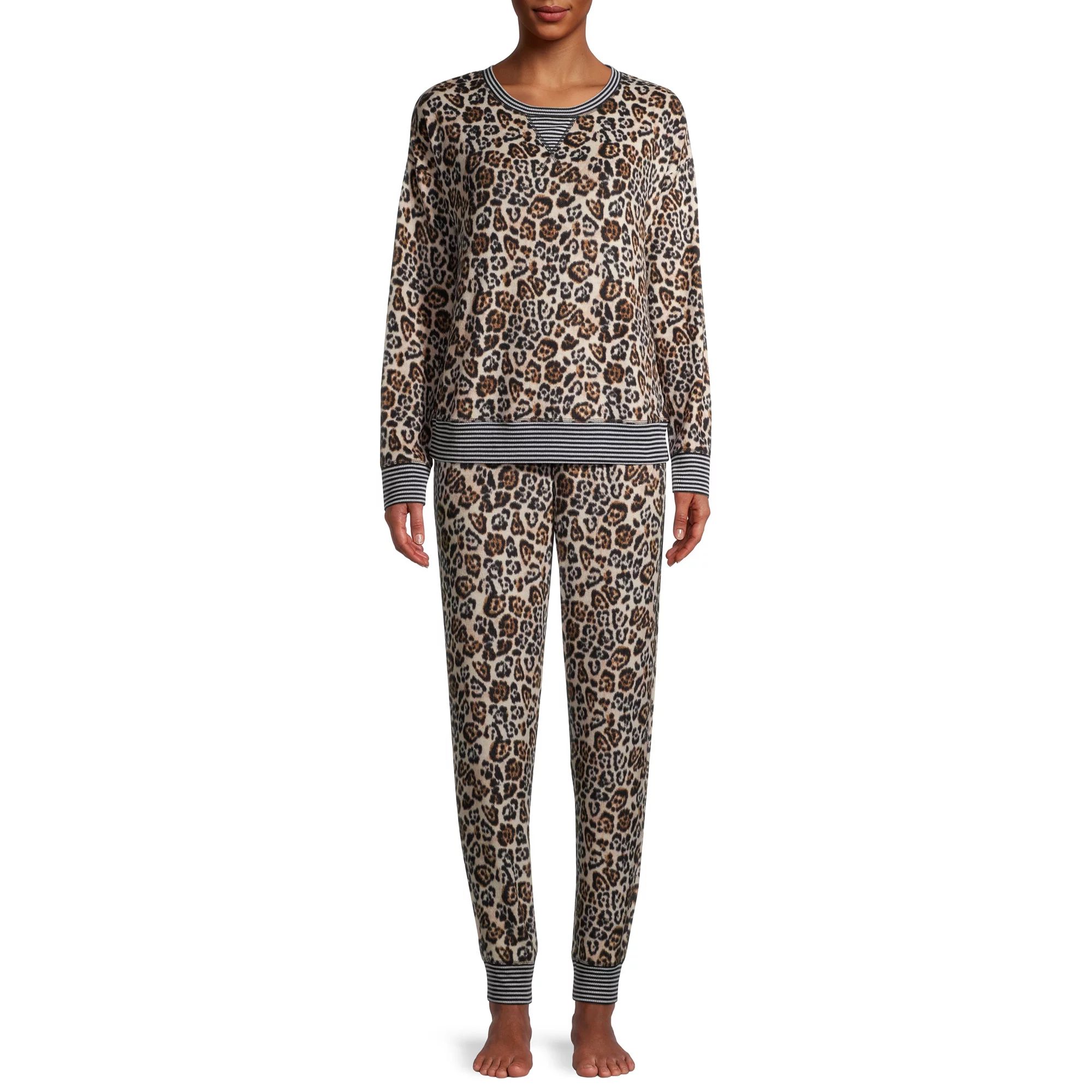 Secret Treasures Women's and Women's Plus Fuzzy Luxe Long Sleeve Top and Pants Pajama Set, 2-Piec... | Walmart (US)
