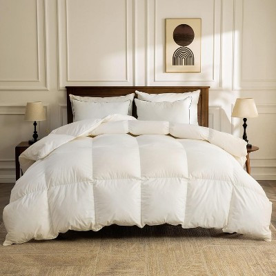 Oversized King Organic Feather Down Comforter, Cotton Cover Hotel Fluffy Duvet Insert Ivory White White/Heavyweight-Oversized King 120"L x 98"W | Target