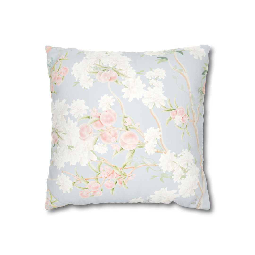 Faux Suede Square Pillowcase: Alpharetta Peach Print - Etsy | Etsy (US)