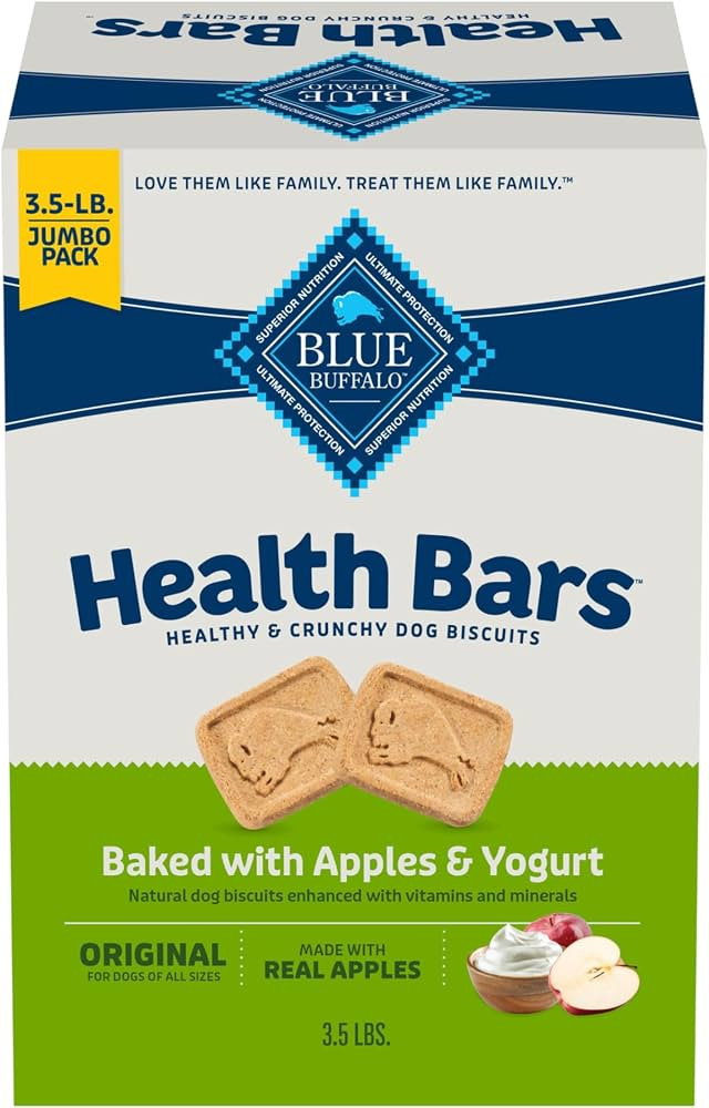 Blue Buffalo Health Bars Crunchy Dog Biscuits, Oven-Baked with Natural Ingredients, Apples & Yogu... | Amazon (US)