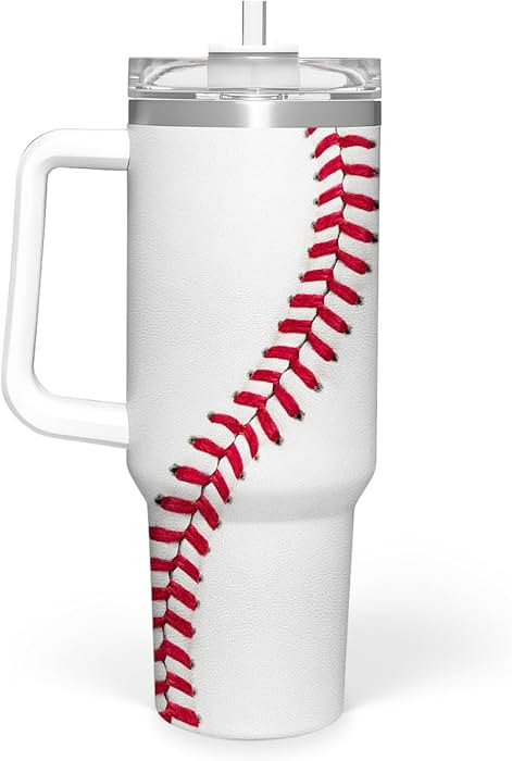 Amazon.com | SANDJEST Baseball Tumbler with Handle 40oz, Insulated Stainless Steel Cup with Lid &... | Amazon (US)