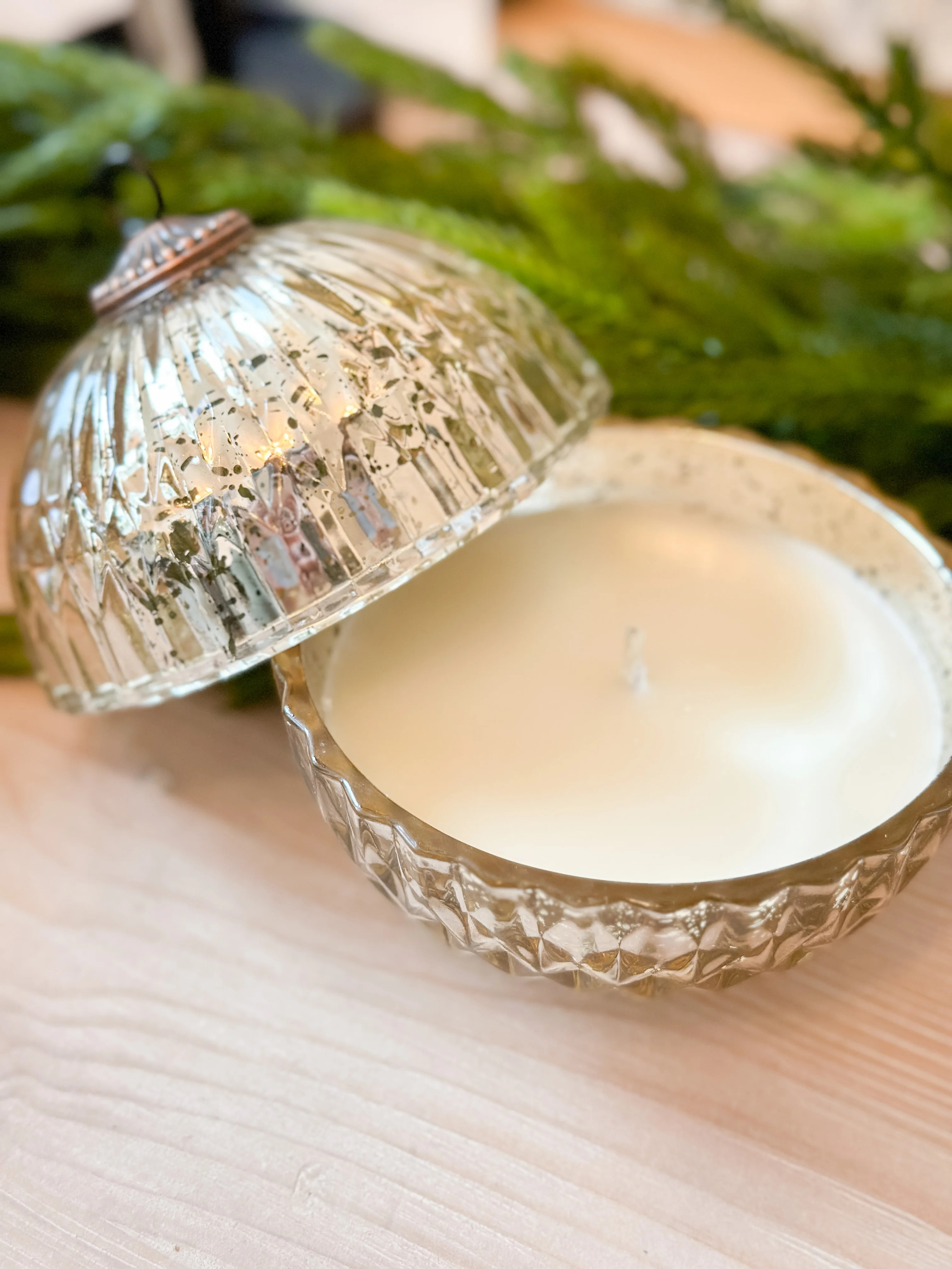 Gold Mercury Glass Ornament Candle | Cottage and Key