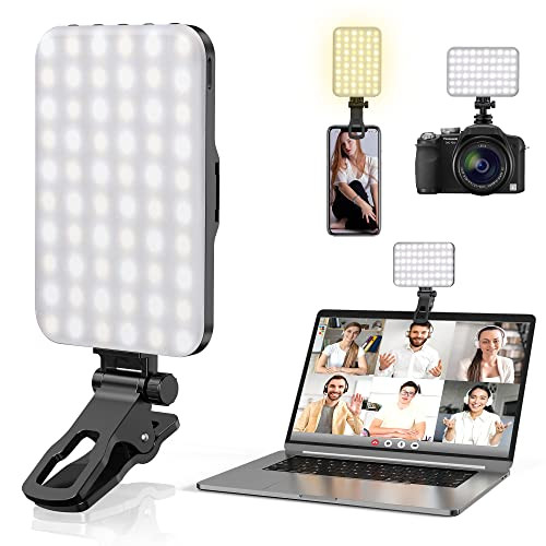 Selfie Light, 60 LED 2200mAh Rechargeable Clip Fill Video Light (Black) | Amazon (CA)