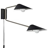 Amazon Brand – Rivet Mid-Century Swiveling Wall Sconce with Bulb, 16.2"H, Antique Brass and Matte Bl | Amazon (US)