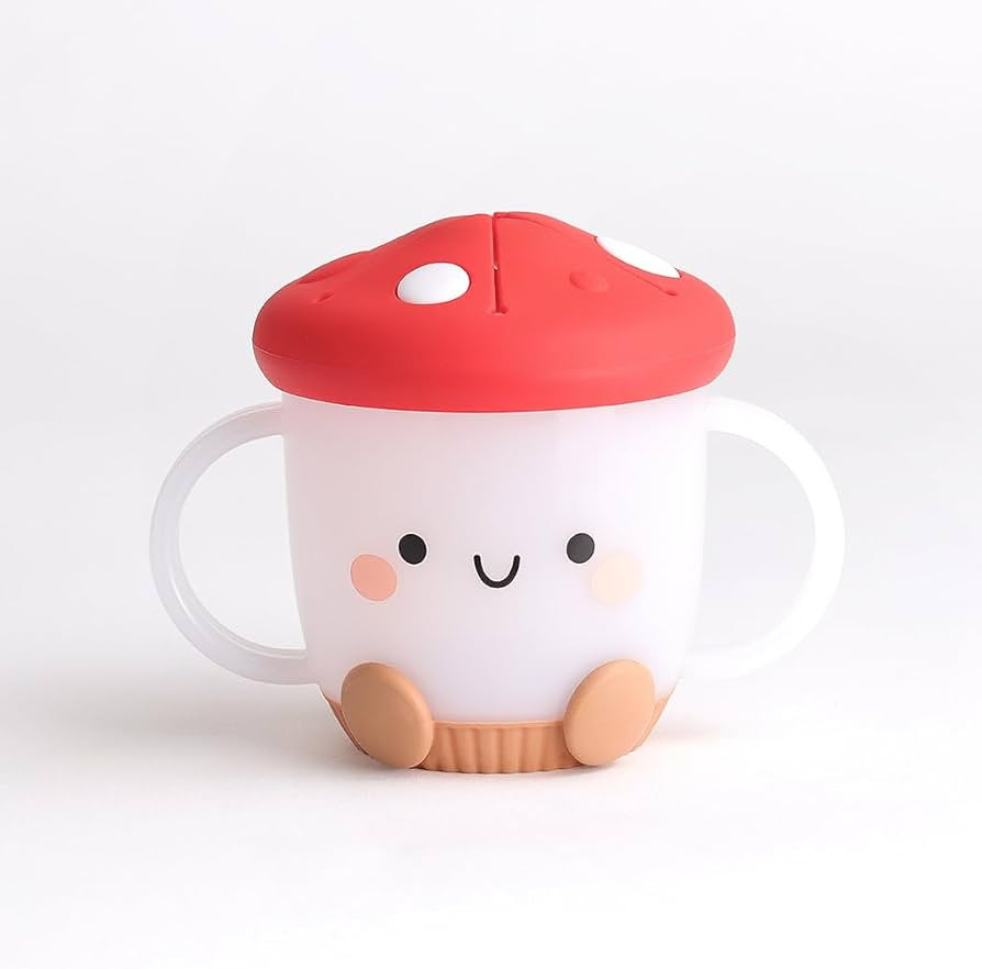 Itzy Ritzy Toddler Snack Cup - Spill-Proof Snack Cup for Toddlers with Soft Silicone Lid for Easy Food Access - Easy-To-Hold Kids Snacks Container With Handles - Ideal for 12 months & Up (Mushroom) | Amazon (US)
