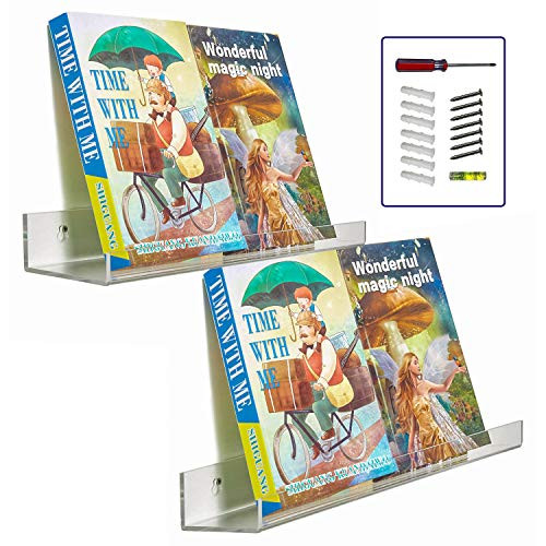Acrylic Shelf 16 Inch (2Pack) - Acrylic Bookshelf for Toys & Books - Spice Rack & Floating Display - Acrylic Floating Shelves for Makeup & Cosmetic Product - Clear Acrylic Shelf for Books & Magazines | Amazon (US)
