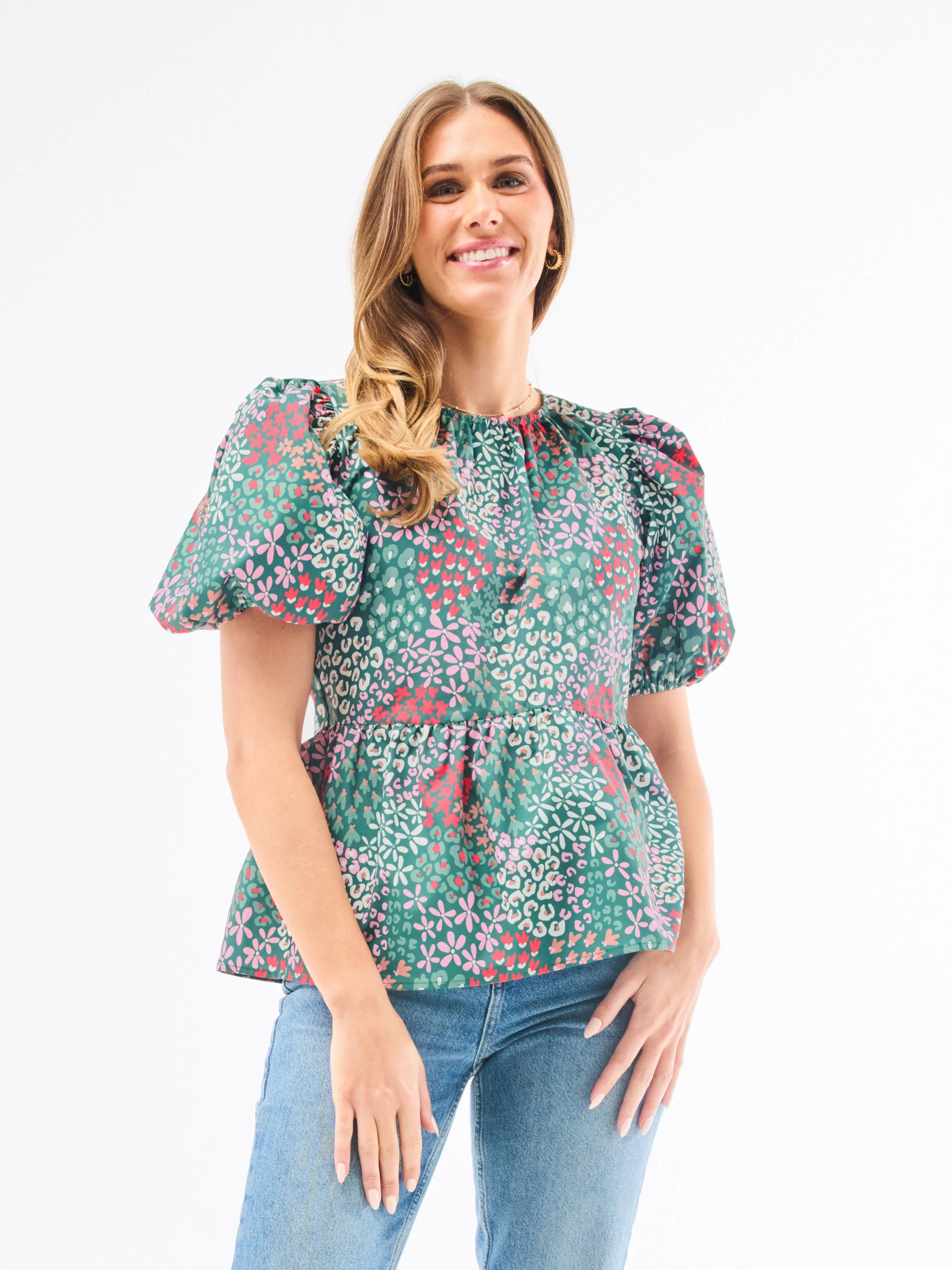 FINAL SALE - Nina Top | Open Meadows Green | Mary Square
