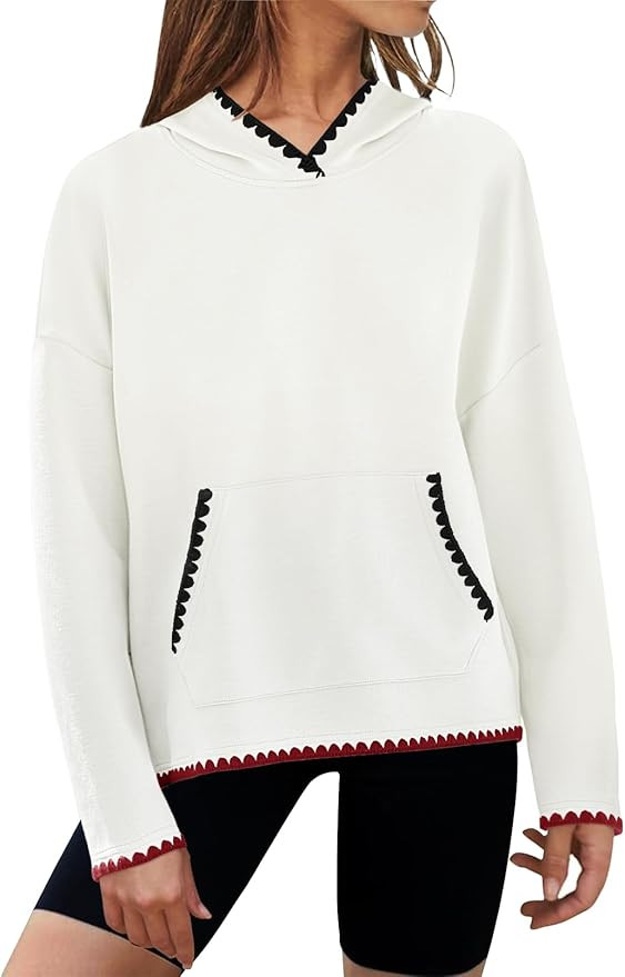 MEROKEETY Women's 2024 Casual Long Sleeve Hoodies Fall Loose Pullover Sweatshirts Tops with Pocke... | Amazon (US)