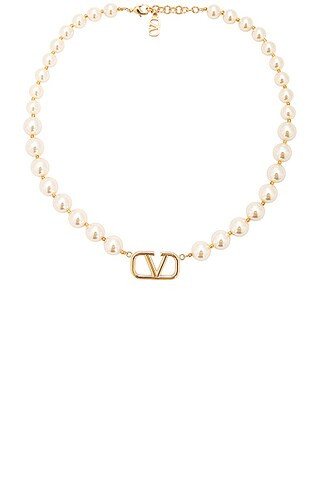 V Logo Pearl Necklace | FWRD 