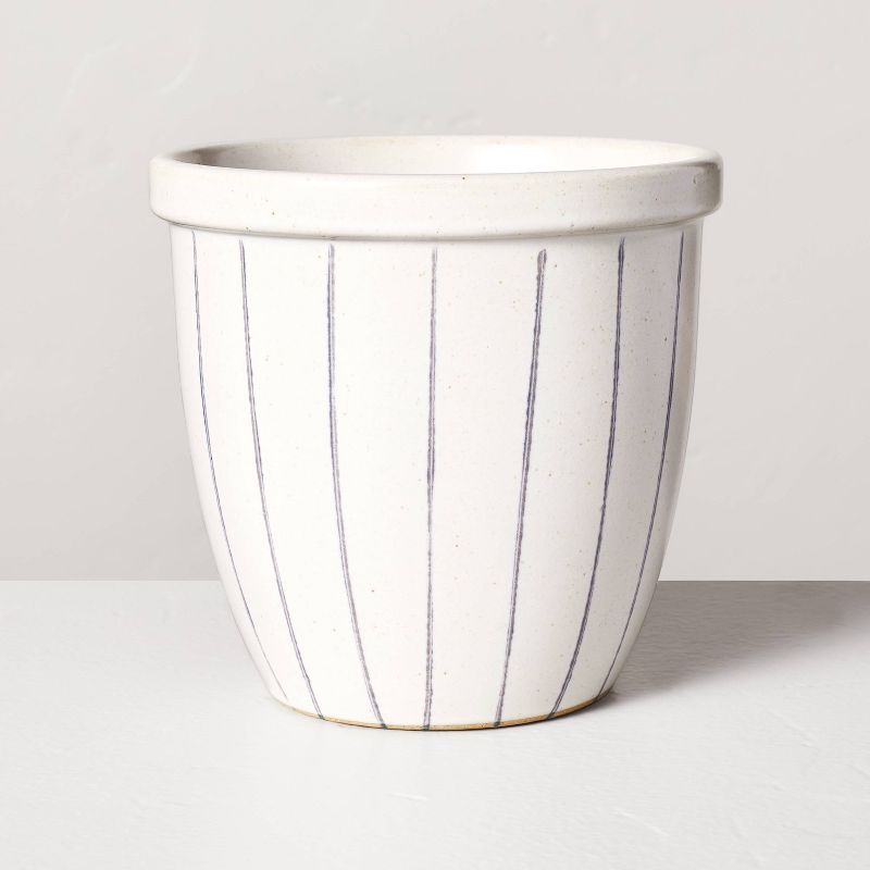 Striped Ceramic Outdoor Planter Pot Blue/Cream - Hearth & Hand™ with Magnolia | Target