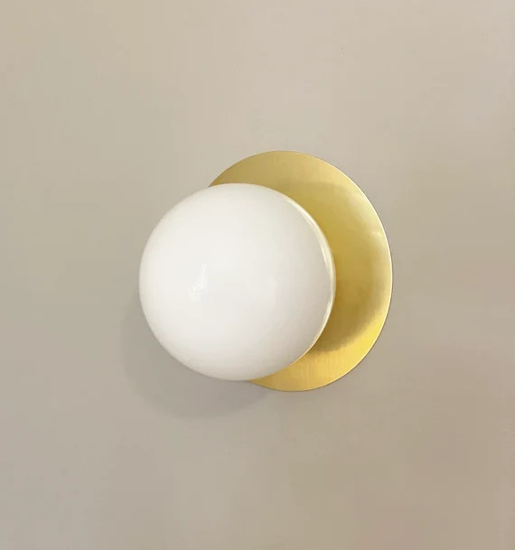 Minimal Flush Orb Sconce  Hard Wire Brass Globe Vanity Sconce | Etsy | Etsy (US)