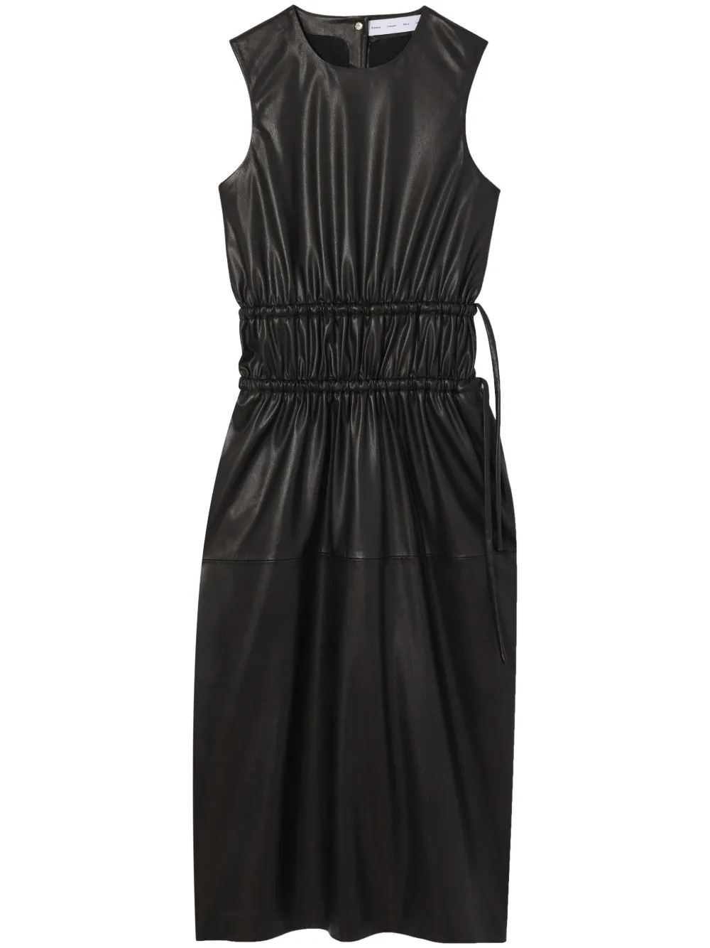 faux-leather gathered midi dress | Farfetch Global