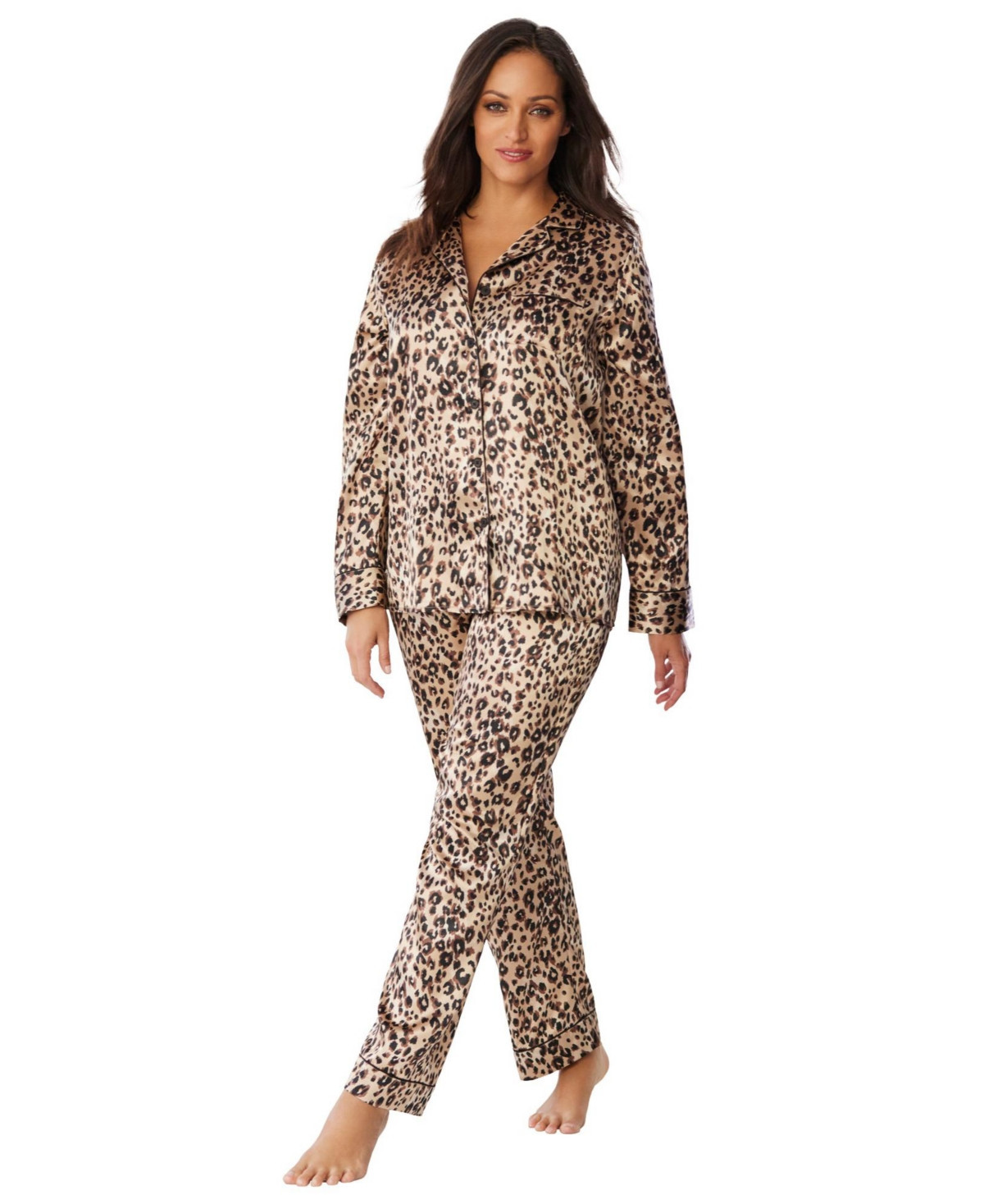 Amoureuse Women's The Luxe Satin Pajama Set - Leopard | Macy's
