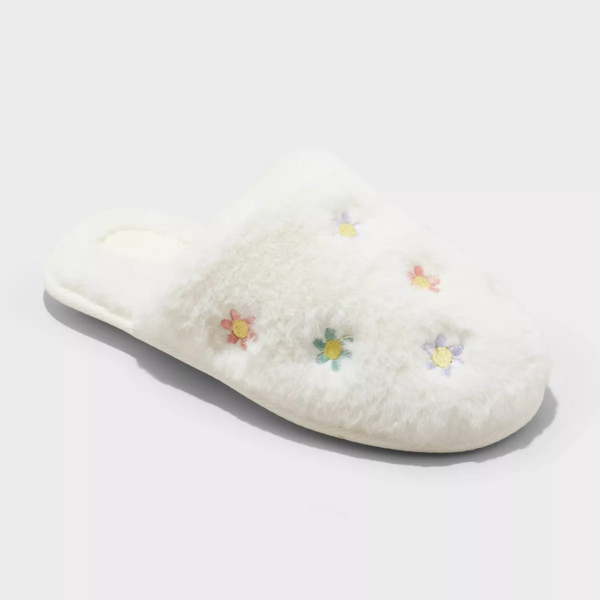 Kids' Pippa Embroidered Flower Slippers - Cat & Jack™ Cream | Target