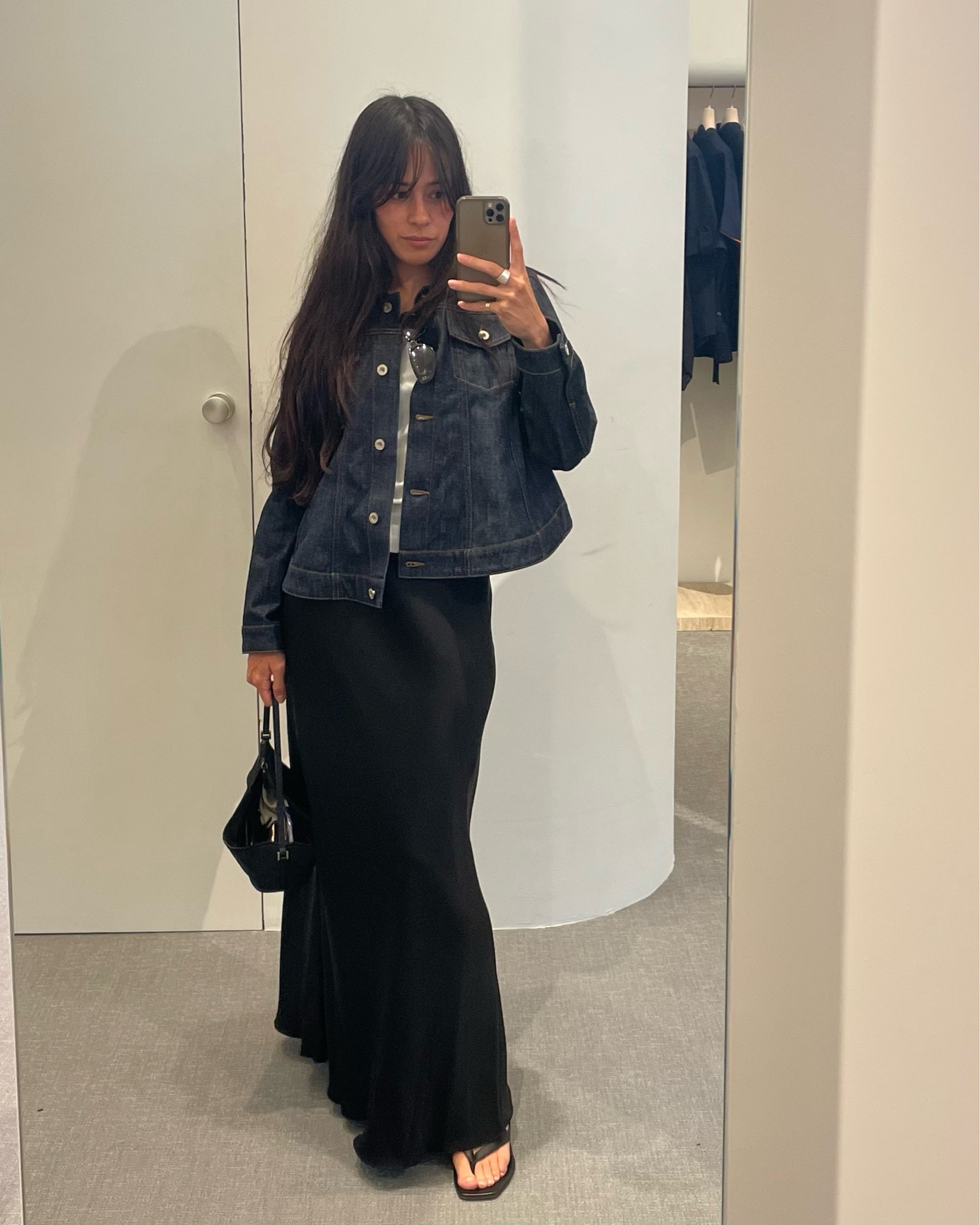 a-line loewe denim jacket and arket silk satin maxi skirt 

#LTKeurope