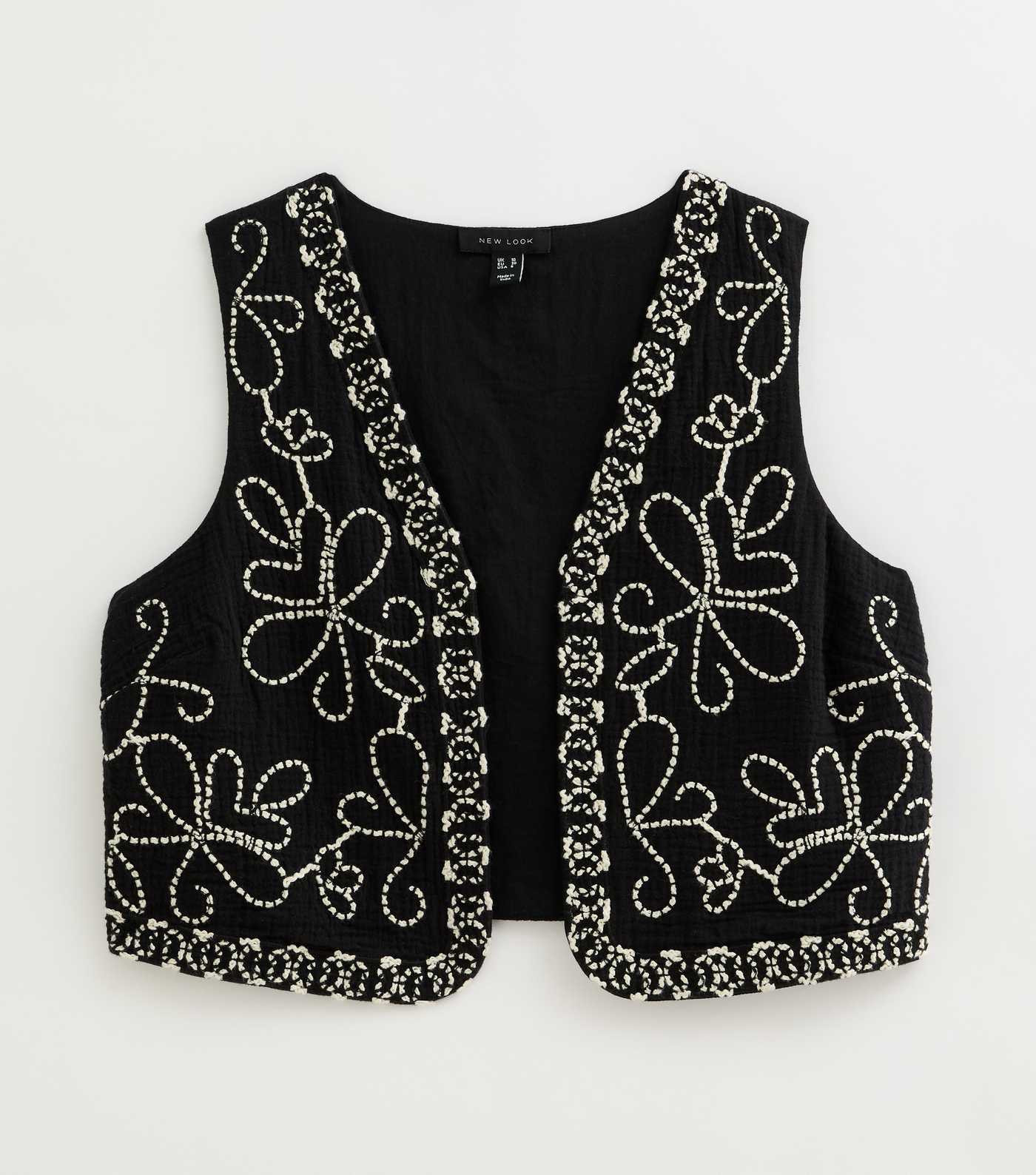 Black Floral Embroidered Waistcoat | New Look | New Look (UK)