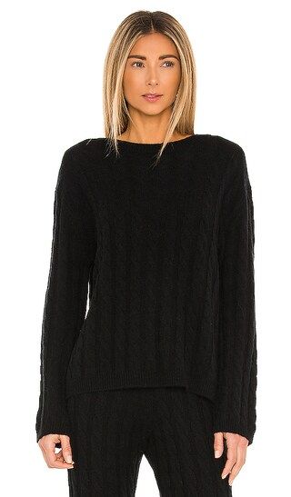 Cashmere Cable Knit Crew Sweater in Black | Revolve Clothing (Global)