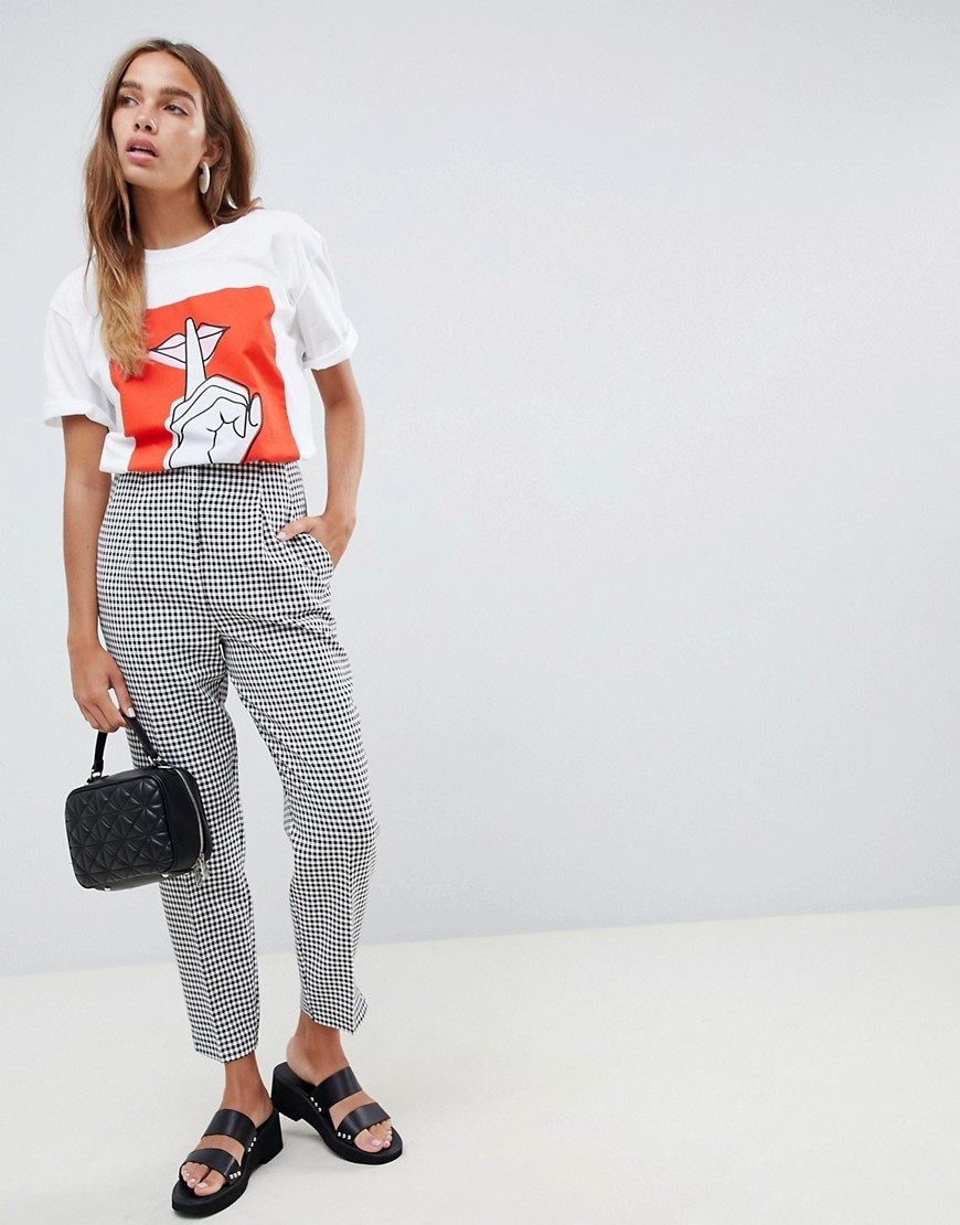 ASOS DESIGN ultimate mono check ankle grazer pants in dogstooth - Multi | ASOS US