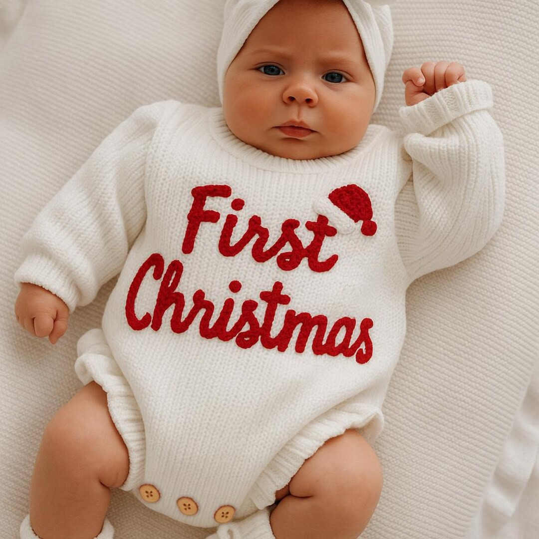 Custom Embroidered Baby Romper: Personalized First Christmas Outfit - Etsy | Etsy (US)