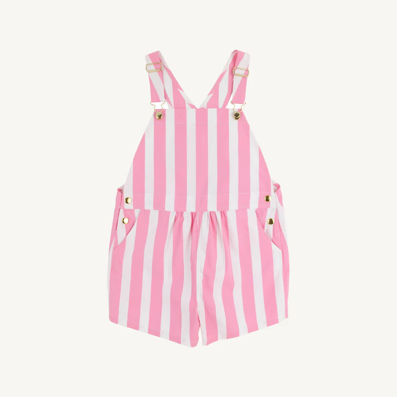 Channing Choo Choo Overalls - Hamptons Hot Pink Stripe | The Beaufort Bonnet Company