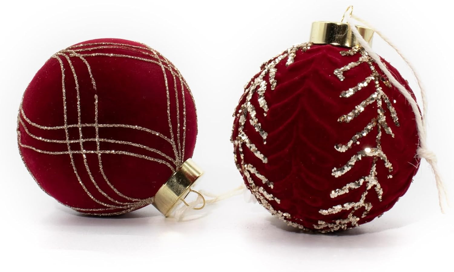 12PCS Velvet Glitter Christmas Ball Ornaments, 3.15 Inches Luxury Christmas Decorations, Elegance... | Amazon (US)