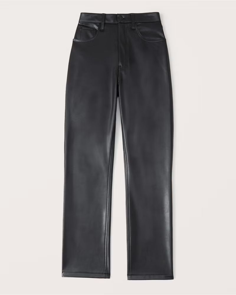 Women's Vegan Leather 90s Straight Pants | Women's Fall Outfitting | Abercrombie.com | Abercrombie & Fitch (US)