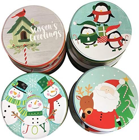Round Christmas Cookie Tins Set Of 8 Nesting Tins | Amazon (US)