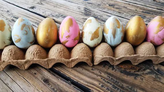 Decorative Easter Eggs Easter Eggs Metallic Eggs Metal Leaf | Etsy | Etsy (US)