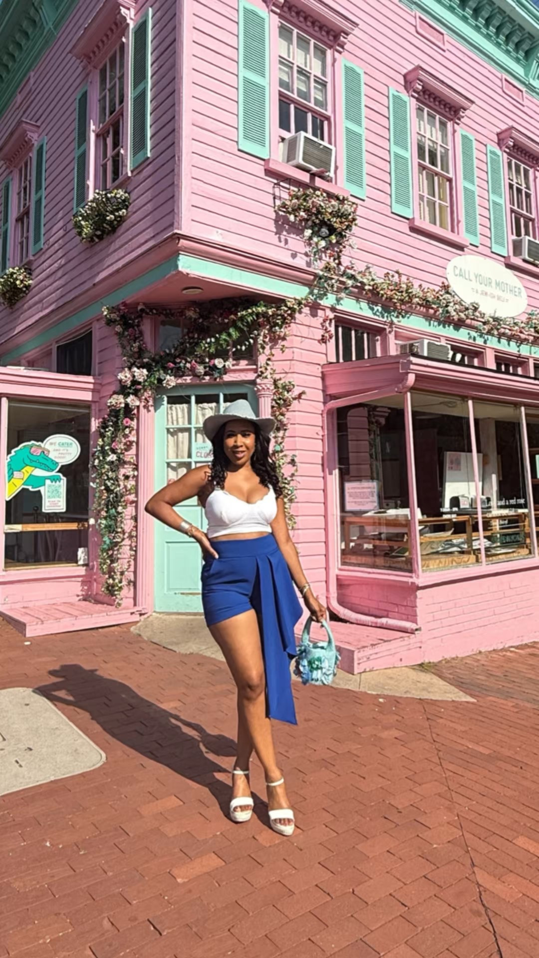 Royal blue shorts + white crop top = effortless slay. 💙🤍 Denim cowgirl hat for the edge, white wedges for the win. 🤠
#OOTD #BlueAndWhiteVibes #SummerOutfit

#LTKSaleAlert #LTKStyleTip #LTKOver40