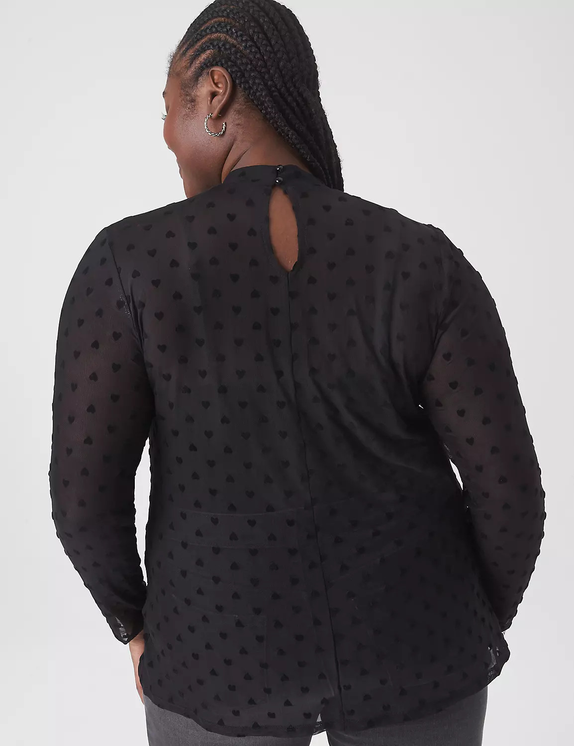 Fitted Mock-Neck Sheer Mesh Top | LaneBryant | Lane Bryant (US)