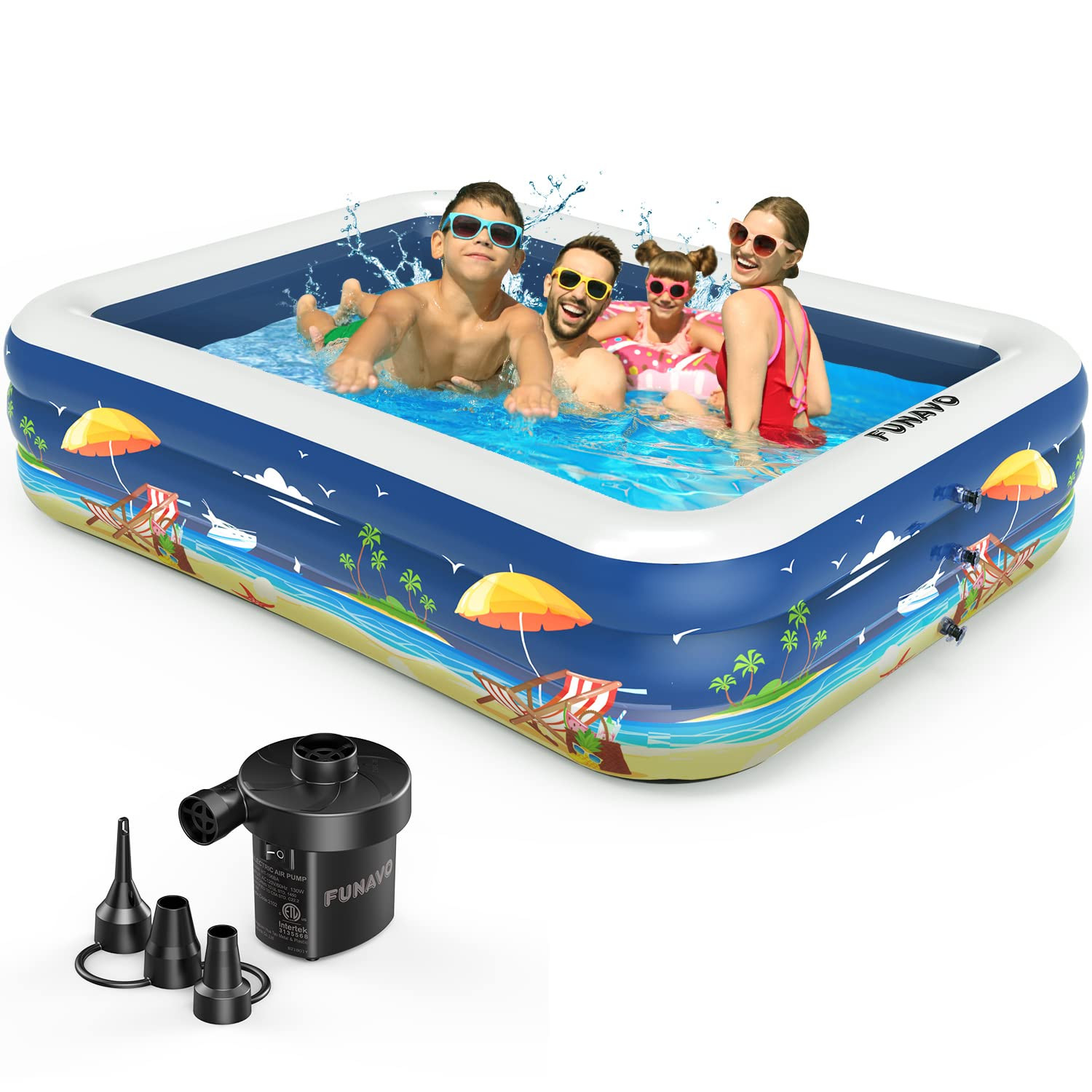 Inflatable Swimming Pool for Family, FUNAVO 100" X 71" X 22" Full-Sized Inflatable Kiddie Pools, Lou | Amazon (US)