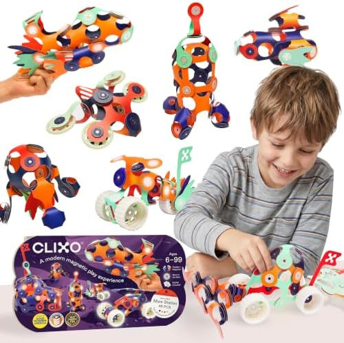 Clixo Mars Station Pack, Glow Space STEM Magnetic Building Toys (48 Pc, 6+) | Amazon (US)