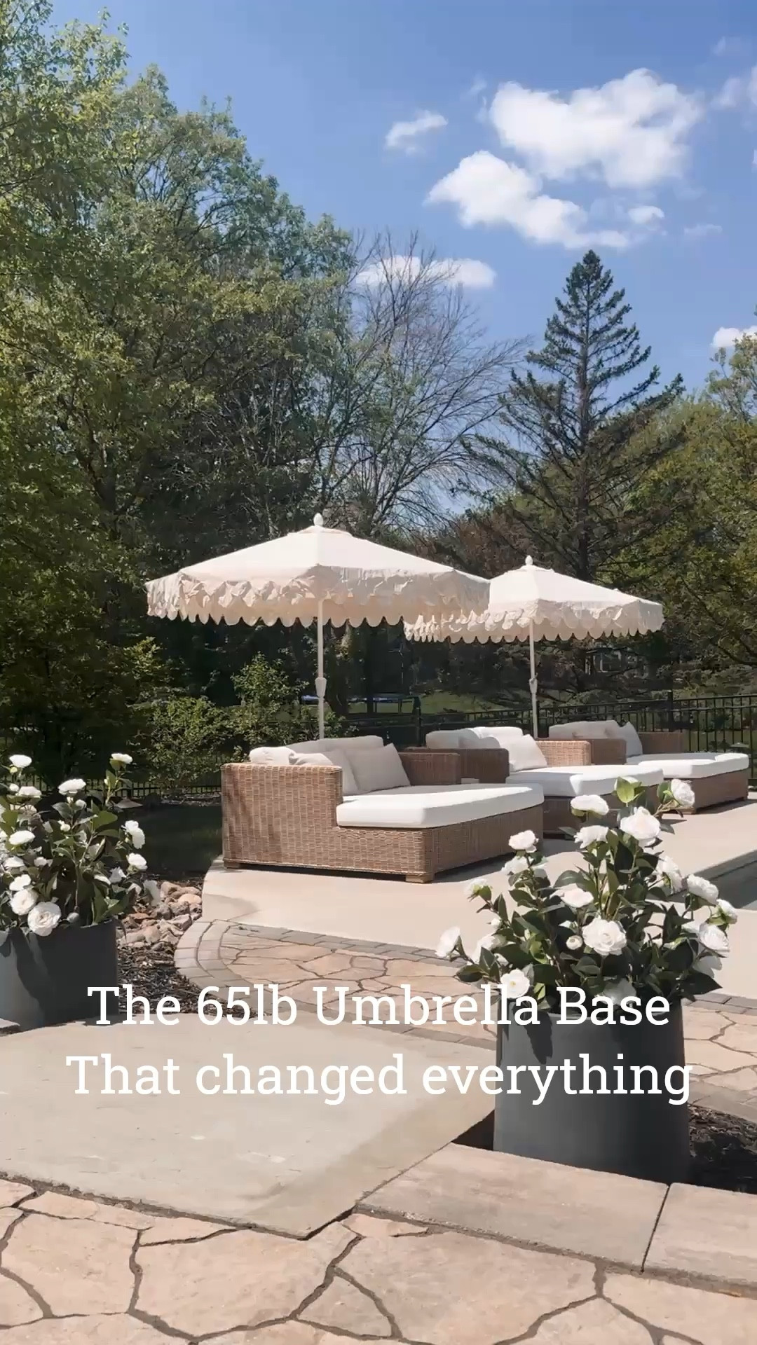 These 65lb umbrella bases and resort style patio umbrellas changed everything!! No more tipping umbreallas and we get to feel like we live at a 5 star resort everyday we walk outside! 

#LTKSeasonal #LTKSaleAlert #LTKHome