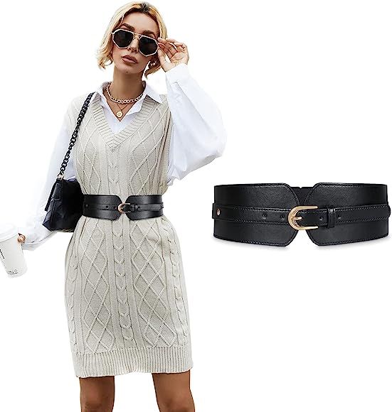 XIAOWU Womens Wide Elastic Waist Belt for Dress Ladies Stretch Cinch Belt for Girls | Amazon (UK)
