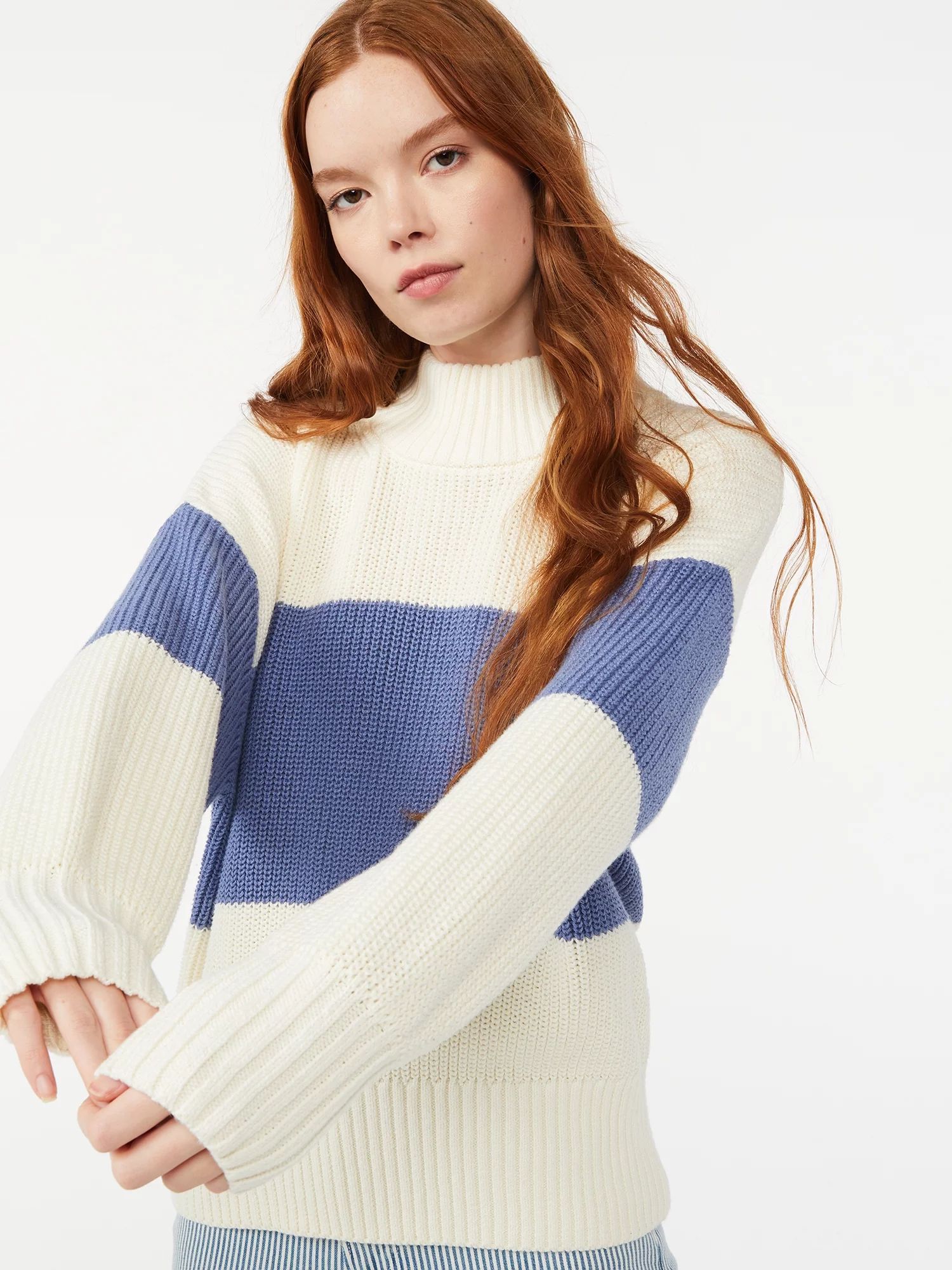 Free Assembly Women's Mock Neck Sweater with Drop Shoulders | Walmart (US)