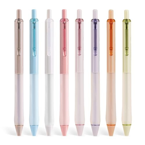 WRITECH Gel Ink Retractable Pens: Black Ink 0.7mm medium Fine Point Pen Set, Extra Smooth Tip No Bleed Smear Smudge Refillable Clickable Pens Bulk for Writing Journaling Multicolor 8ct | Amazon (US)