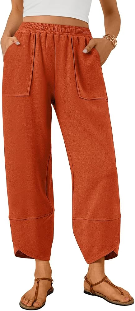 Trendy Queen Women's Wide Leg Pants, Soft Cotton Blend with Pockets for Casual Summer | Amazon (US)