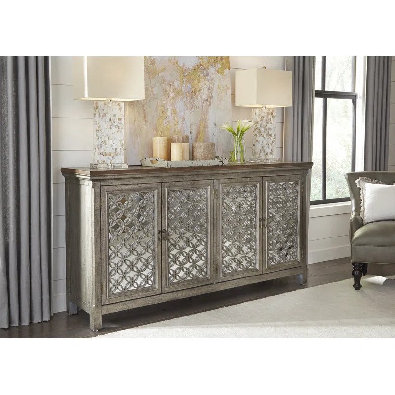 Della 4 - Door Mirrored Accent Cabinet | Wayfair North America