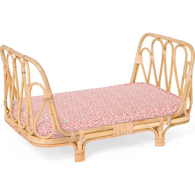Rattan Doll Day Bed, Coral Leaves | Maisonette