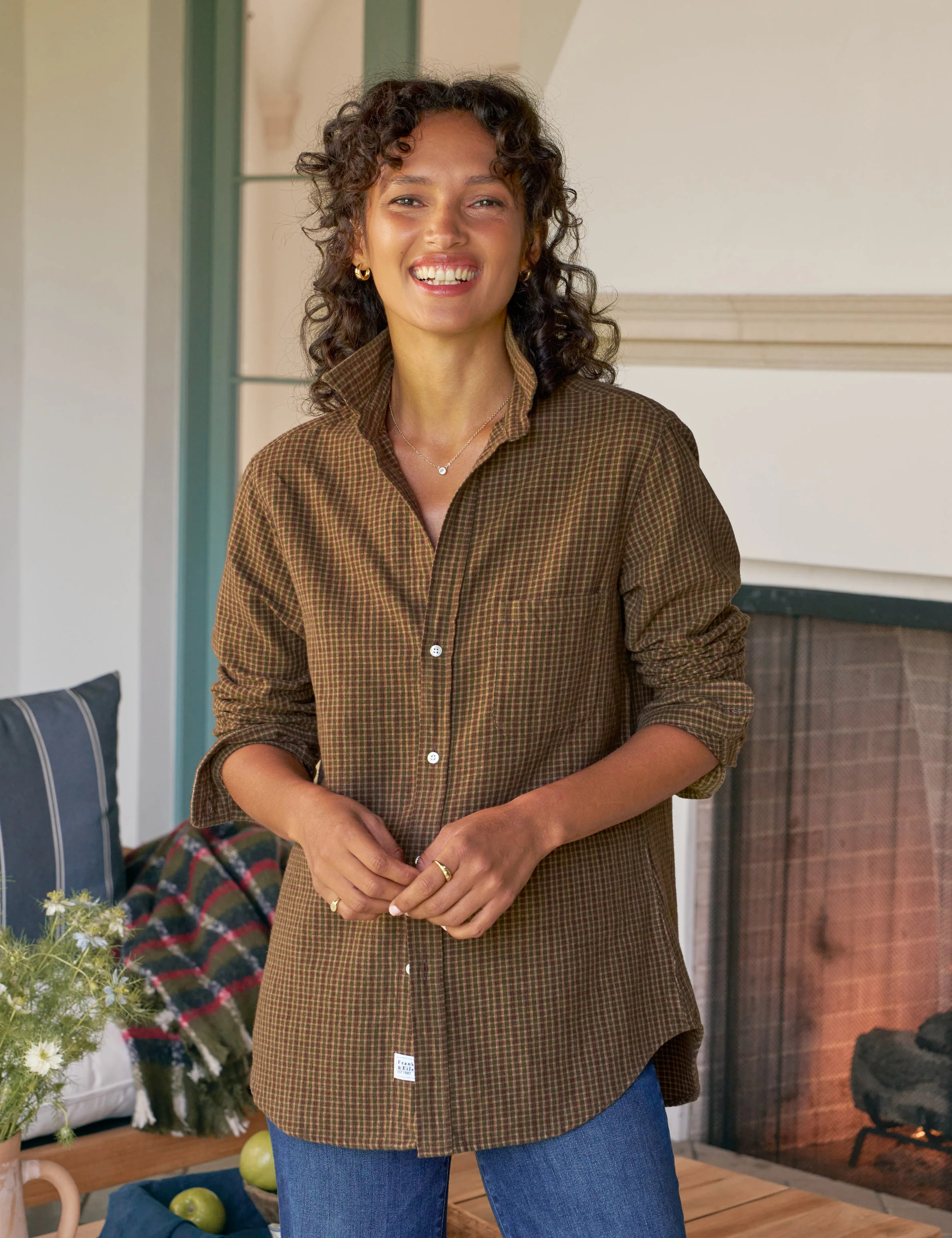 WAVERLY Brown and Green Plaid, Italian Flannel | Frank & Eileen