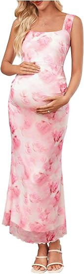 Floerns Women's Floral Maternity Dress Bodycon Fishtail Long Pregnancy Tank Dresses | Amazon (US)