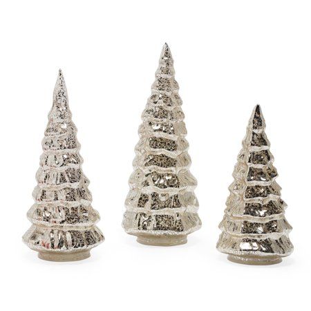 Belham Living Mercury Glass Christmas Trees set of 3, Silver | Walmart (US)