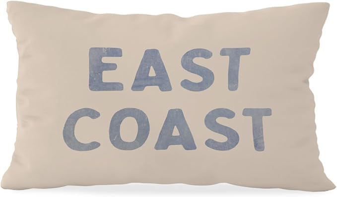 Blue Coastal Throw Pillow Cover 12x20, Preppy East Coast Coquette Decor for Girls Room College So... | Amazon (US)